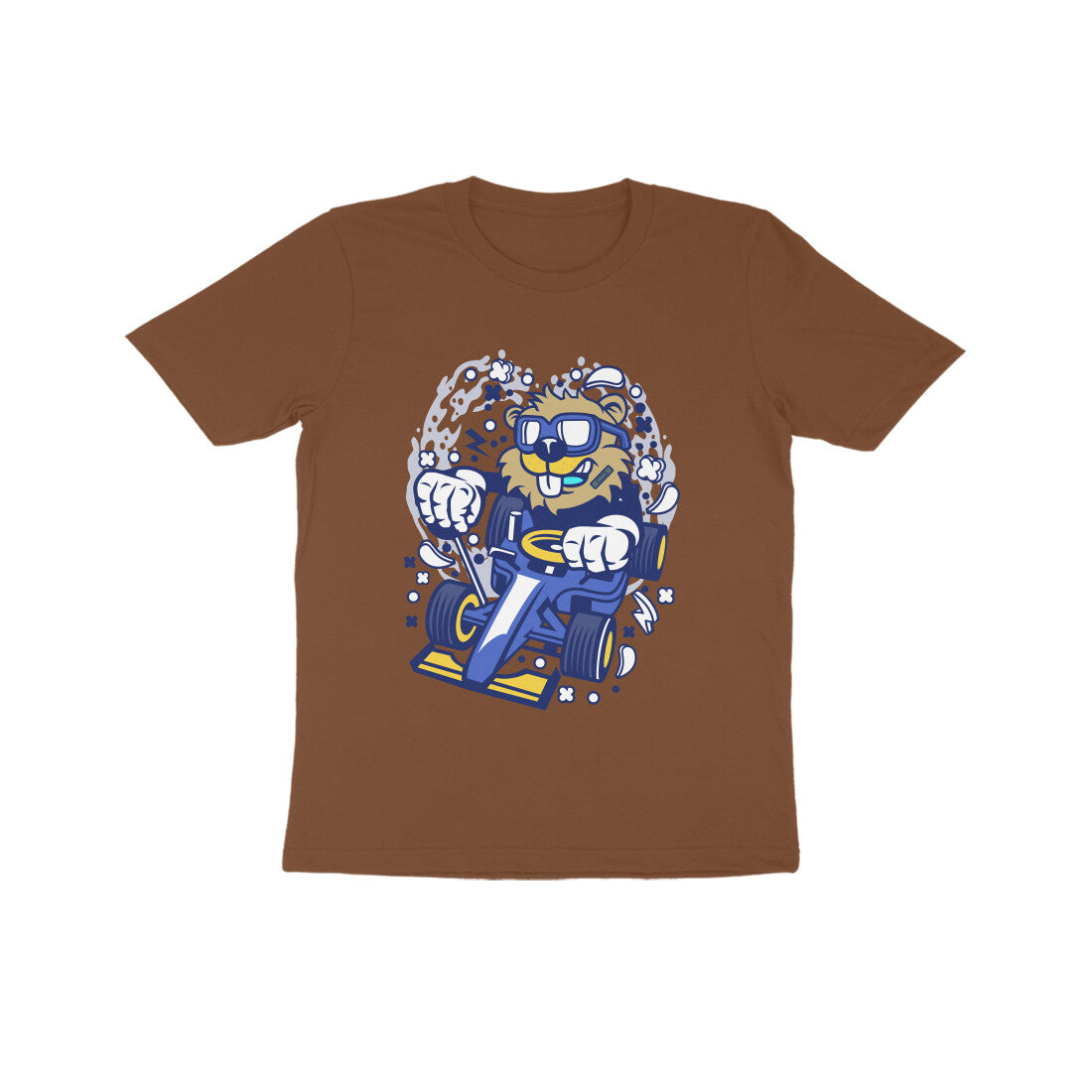Kids' Half Sleeve Round Neck Tshirt β Blue Racer Beaver puraidoprints