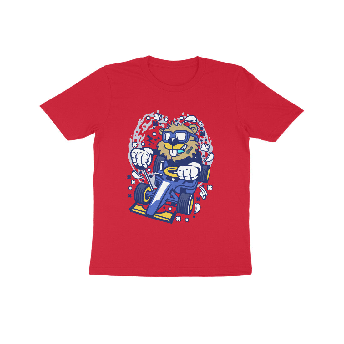 Kids' Half Sleeve Round Neck Tshirt β Blue Racer Beaver puraidoprints