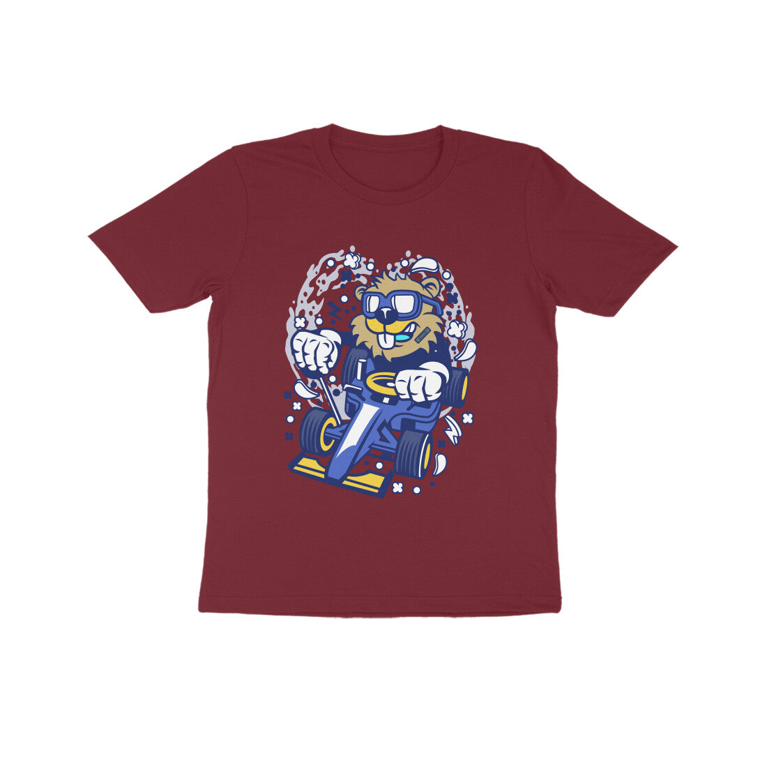 Kids' Half Sleeve Round Neck Tshirt β Blue Racer Beaver puraidoprints