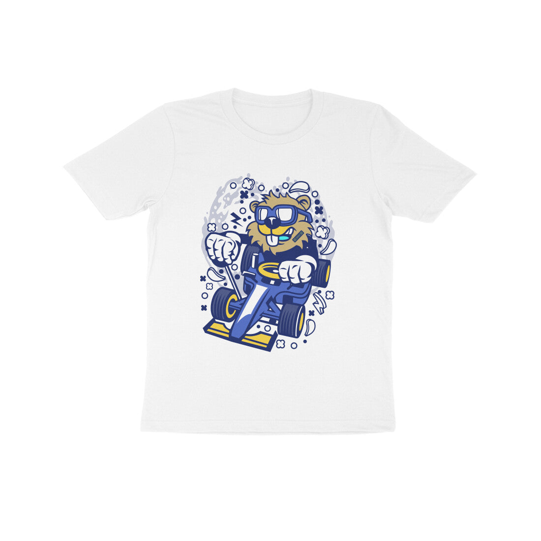 Kids' Half Sleeve Round Neck Tshirt β Blue Racer Beaver puraidoprints