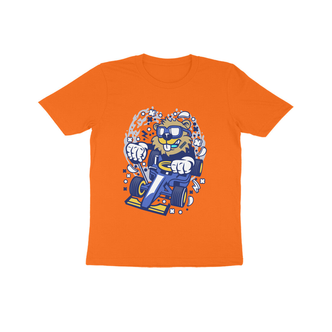 Kids' Half Sleeve Round Neck Tshirt β Blue Racer Beaver puraidoprints