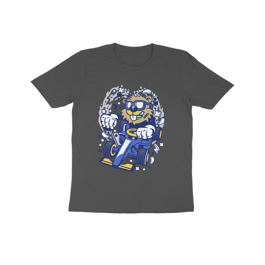 Kids' Half Sleeve Round Neck Tshirt β Blue Racer Beaver puraidoprints