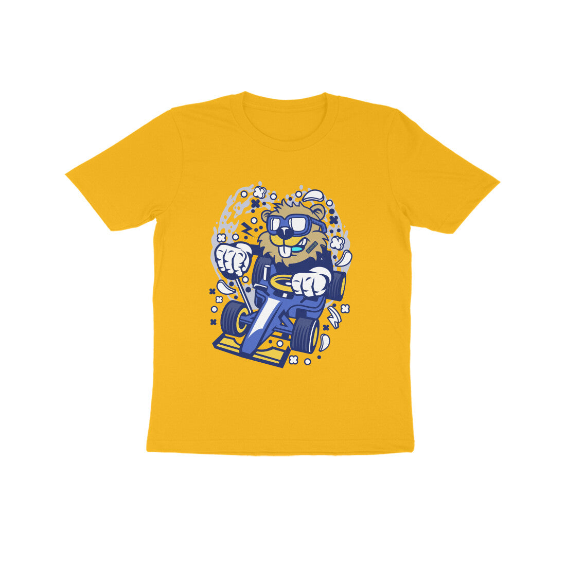Kids' Half Sleeve Round Neck Tshirt β Blue Racer Beaver puraidoprints