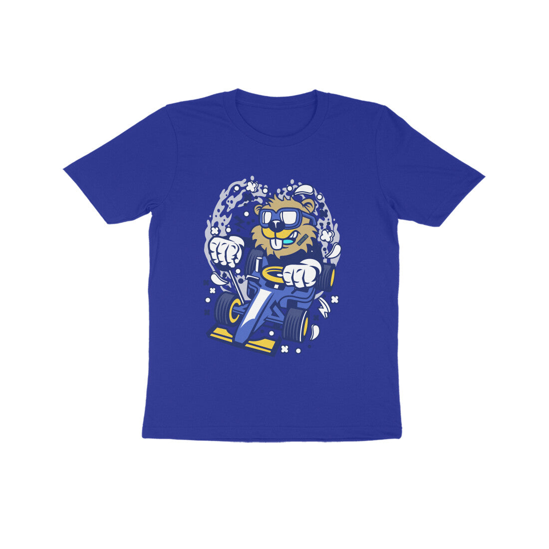 Kids' Half Sleeve Round Neck Tshirt β Blue Racer Beaver puraidoprints