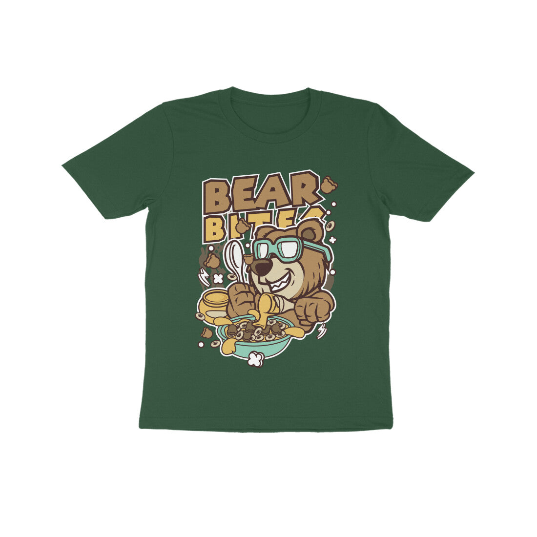 Kids' Half Sleeve Round Neck Tshirt β Brown Bear Biter puraidoprints