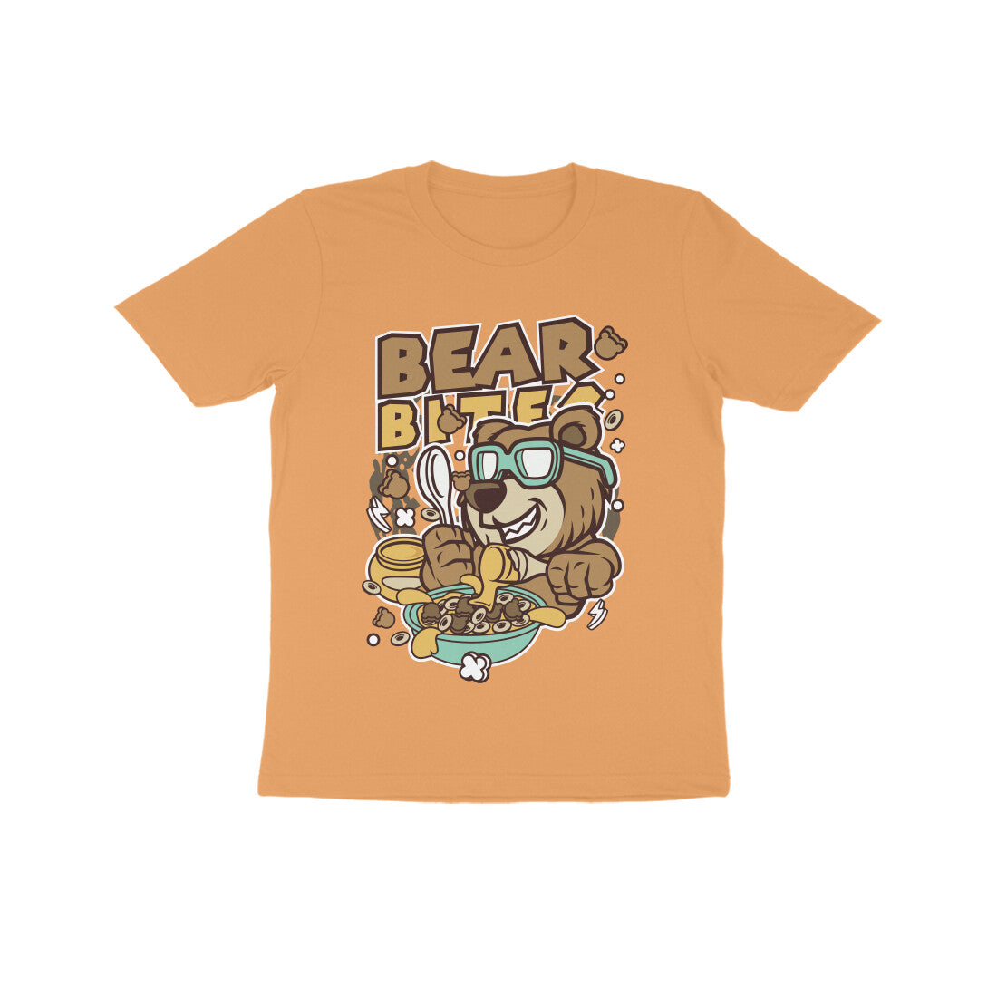 Kids' Half Sleeve Round Neck Tshirt β Brown Bear Biter puraidoprints