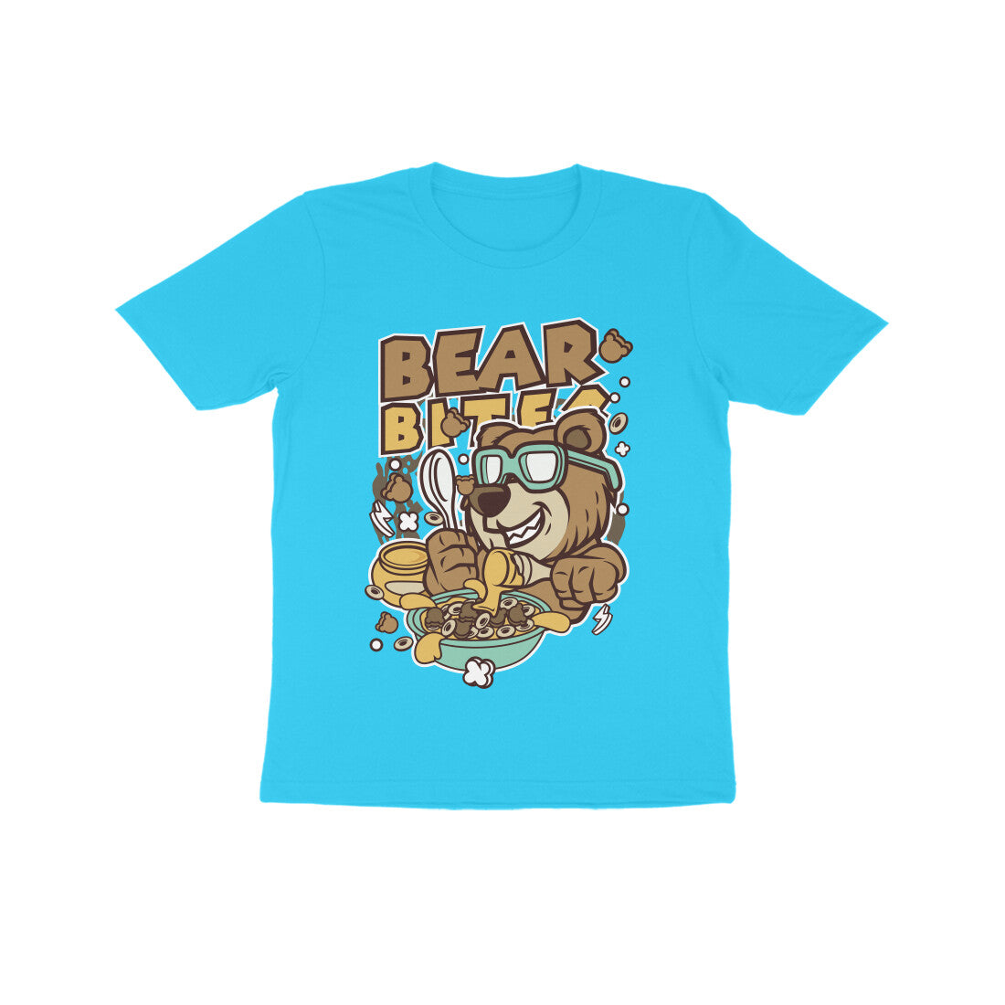 Kids' Half Sleeve Round Neck Tshirt β Brown Bear Biter puraidoprints