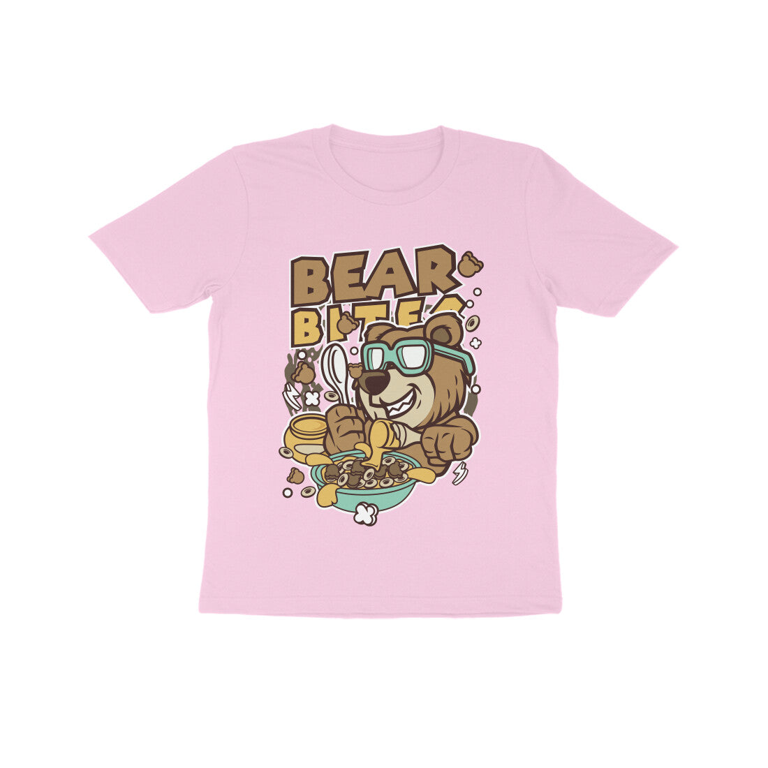 Kids' Half Sleeve Round Neck Tshirt β Brown Bear Biter puraidoprints