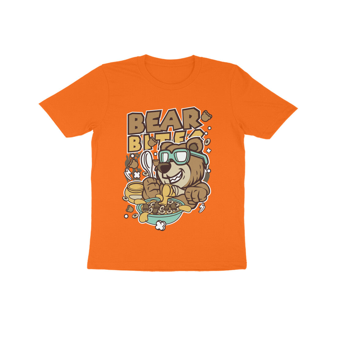 Kids' Half Sleeve Round Neck Tshirt β Brown Bear Biter puraidoprints