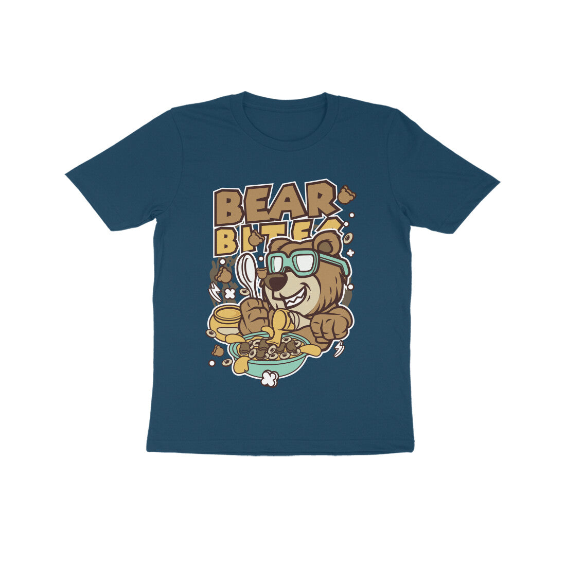 Kids' Half Sleeve Round Neck Tshirt β Brown Bear Biter puraidoprints
