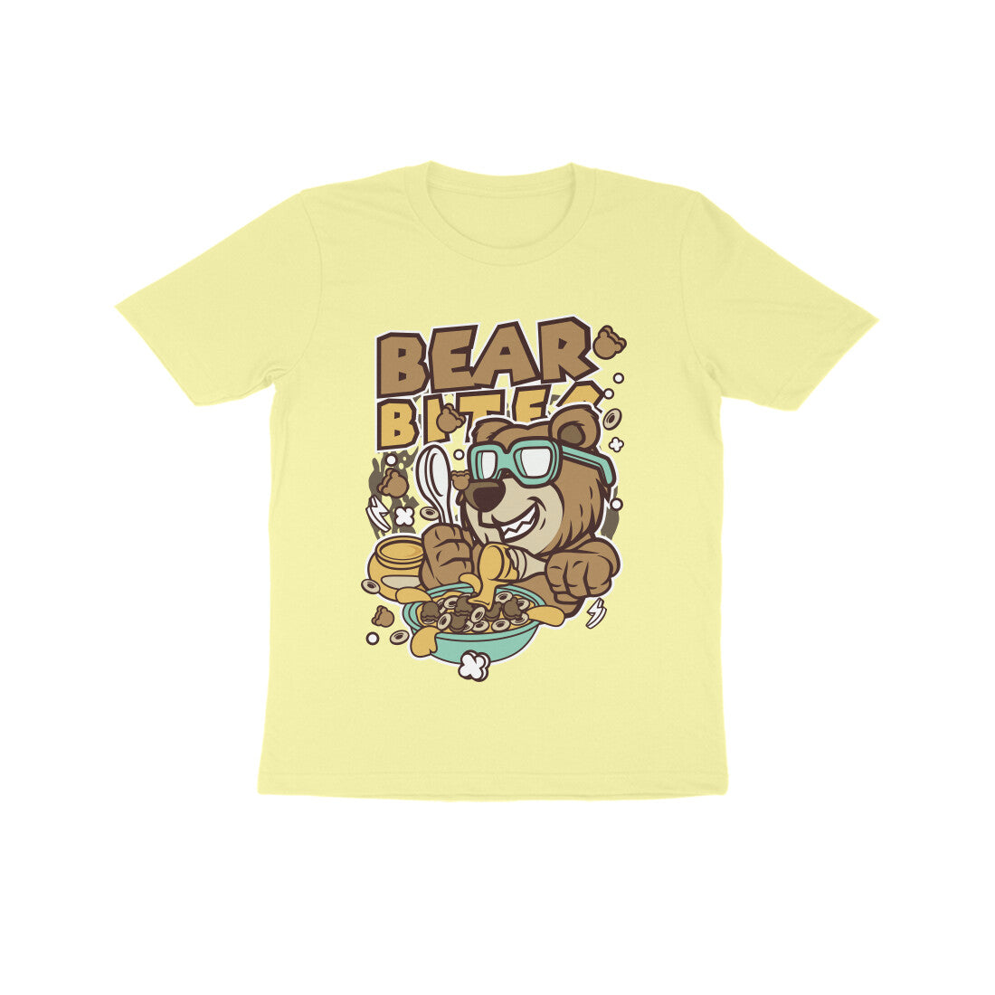 Kids' Half Sleeve Round Neck Tshirt β Brown Bear Biter puraidoprints