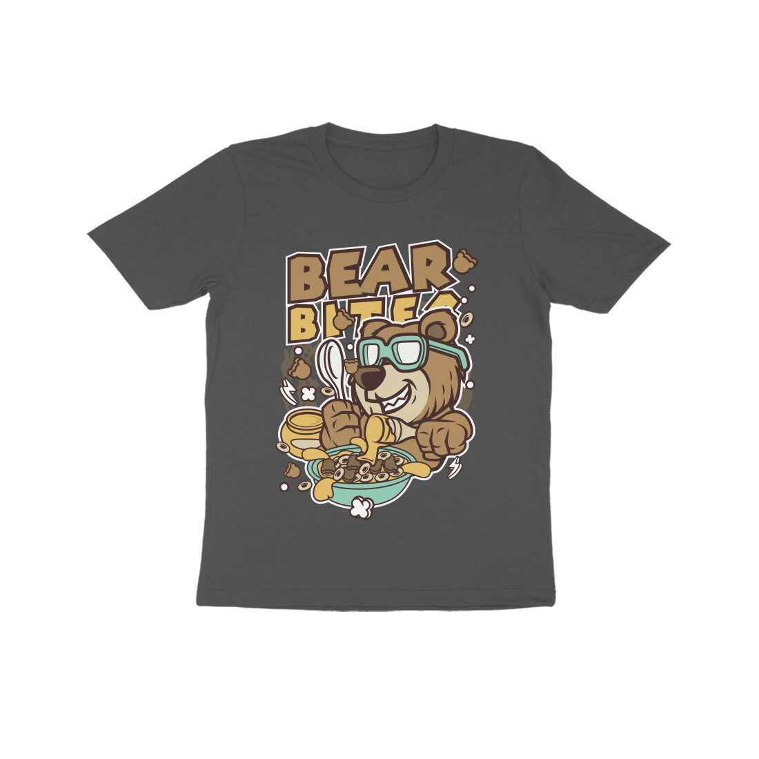 Kids' Half Sleeve Round Neck Tshirt β Brown Bear Biter puraidoprints
