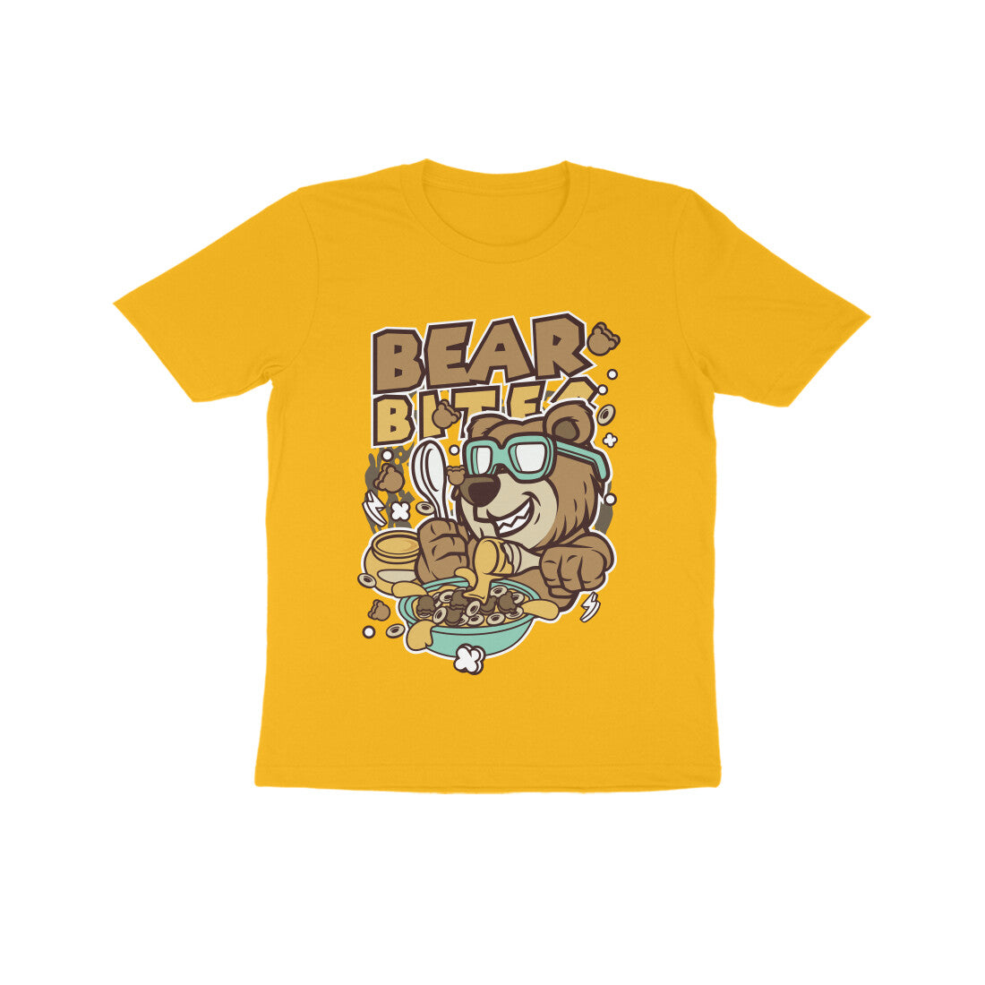 Kids' Half Sleeve Round Neck Tshirt β Brown Bear Biter puraidoprints