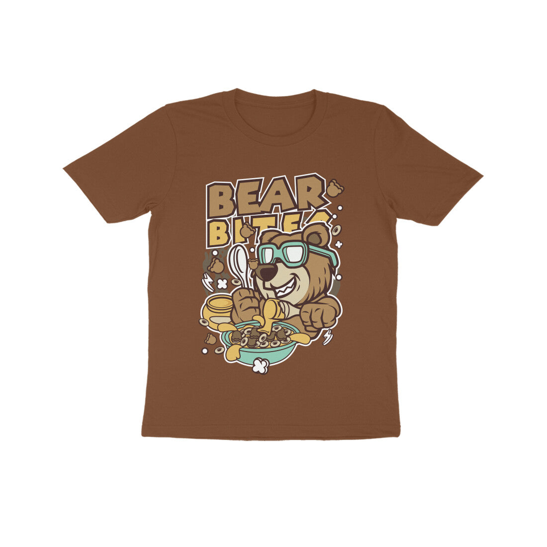 Kids' Half Sleeve Round Neck Tshirt β Brown Bear Biter puraidoprints