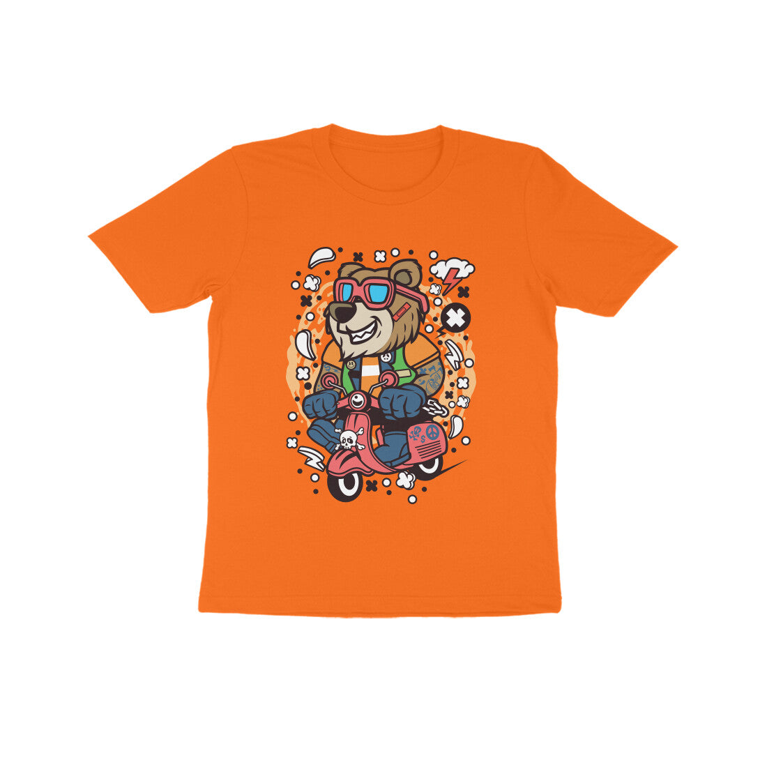 Kids' Half Sleeve Round Neck Tshirt β Brown Bear Scooterist puraidoprints