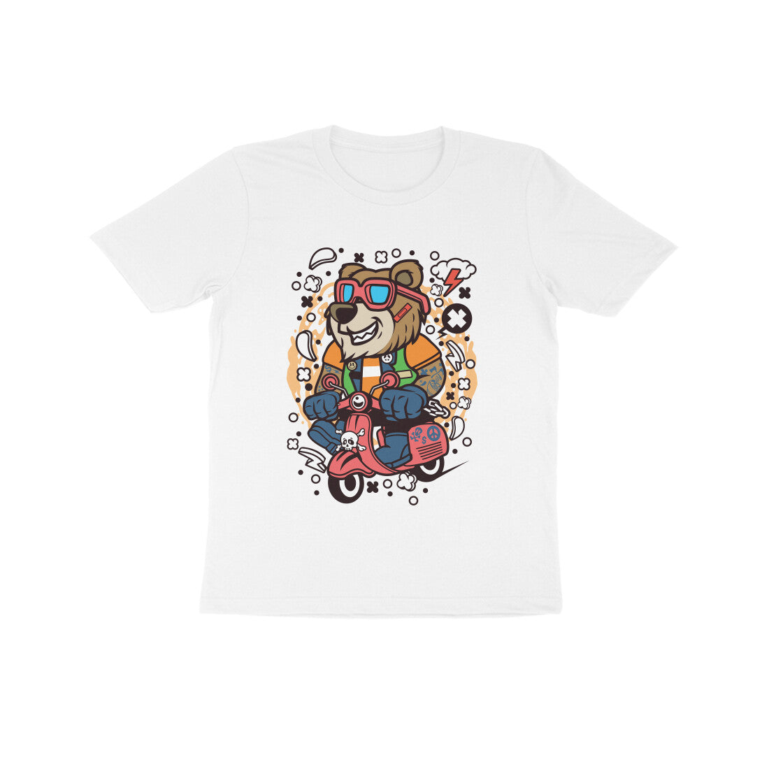 Kids' Half Sleeve Round Neck Tshirt β Brown Bear Scooterist puraidoprints