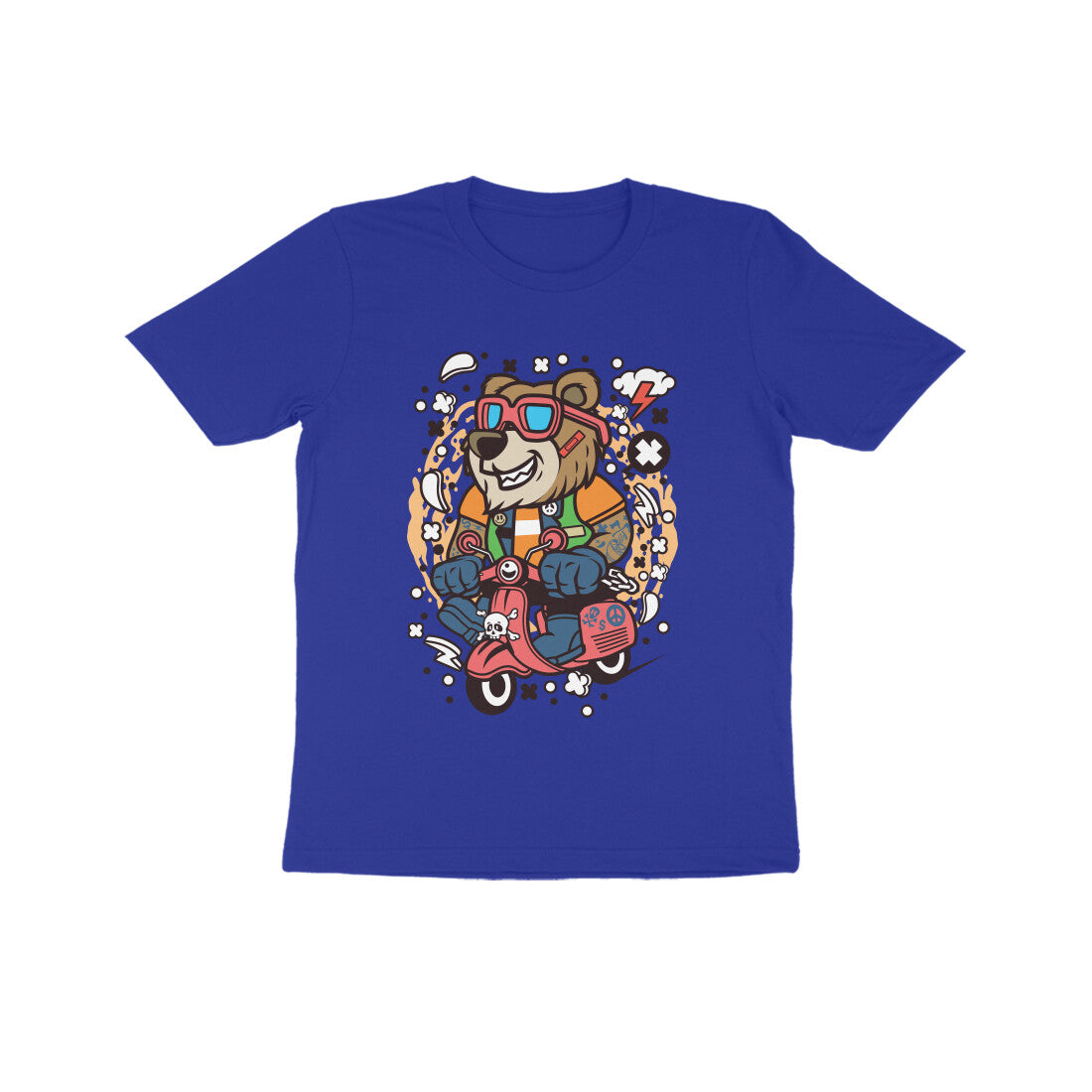 Kids' Half Sleeve Round Neck Tshirt β Brown Bear Scooterist puraidoprints