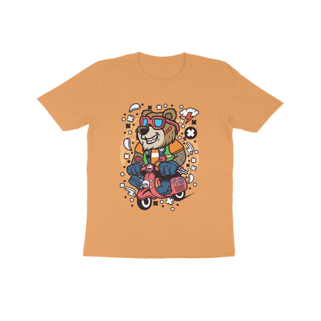 Kids' Half Sleeve Round Neck Tshirt β Brown Bear Scooterist puraidoprints