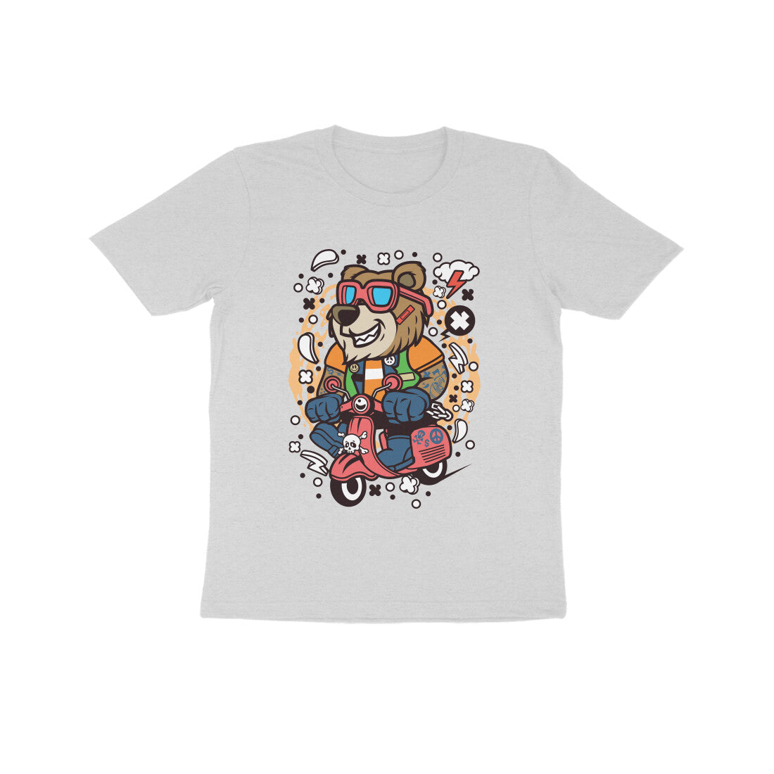 Kids' Half Sleeve Round Neck Tshirt β Brown Bear Scooterist puraidoprints
