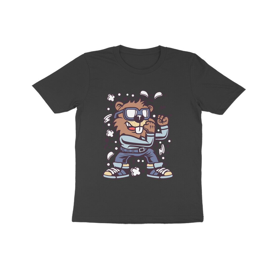 Kids' Half Sleeve Round Neck Tshirt β Brown Beaver Fighter puraidoprints