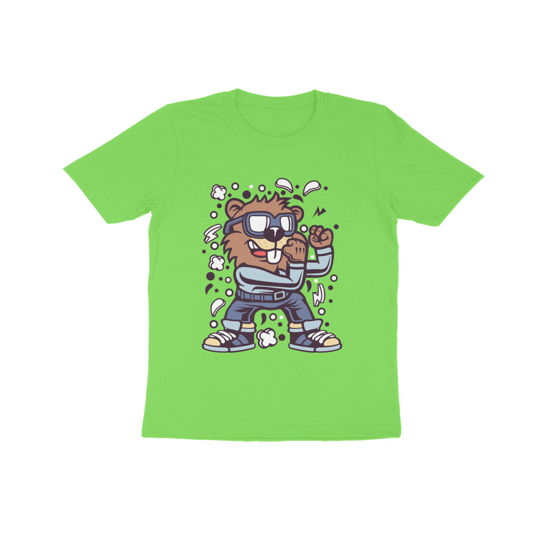 Kids' Half Sleeve Round Neck Tshirt β Brown Beaver Fighter puraidoprints