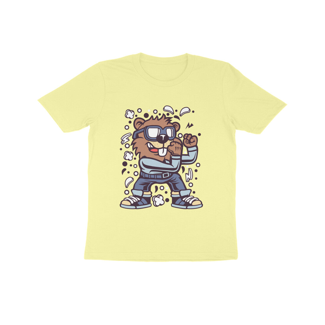 Kids' Half Sleeve Round Neck Tshirt β Brown Beaver Fighter puraidoprints