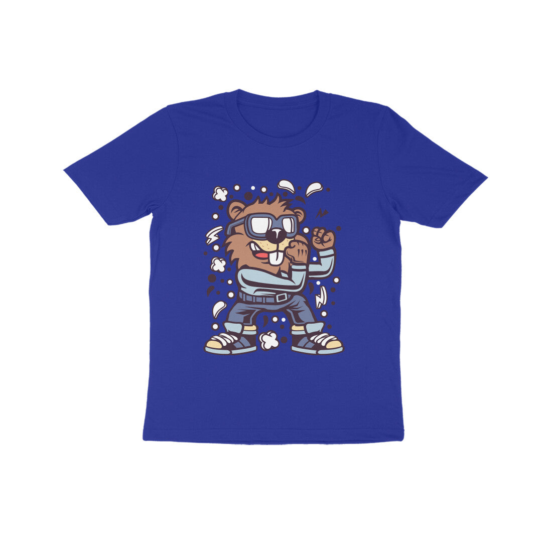 Kids' Half Sleeve Round Neck Tshirt β Brown Beaver Fighter puraidoprints