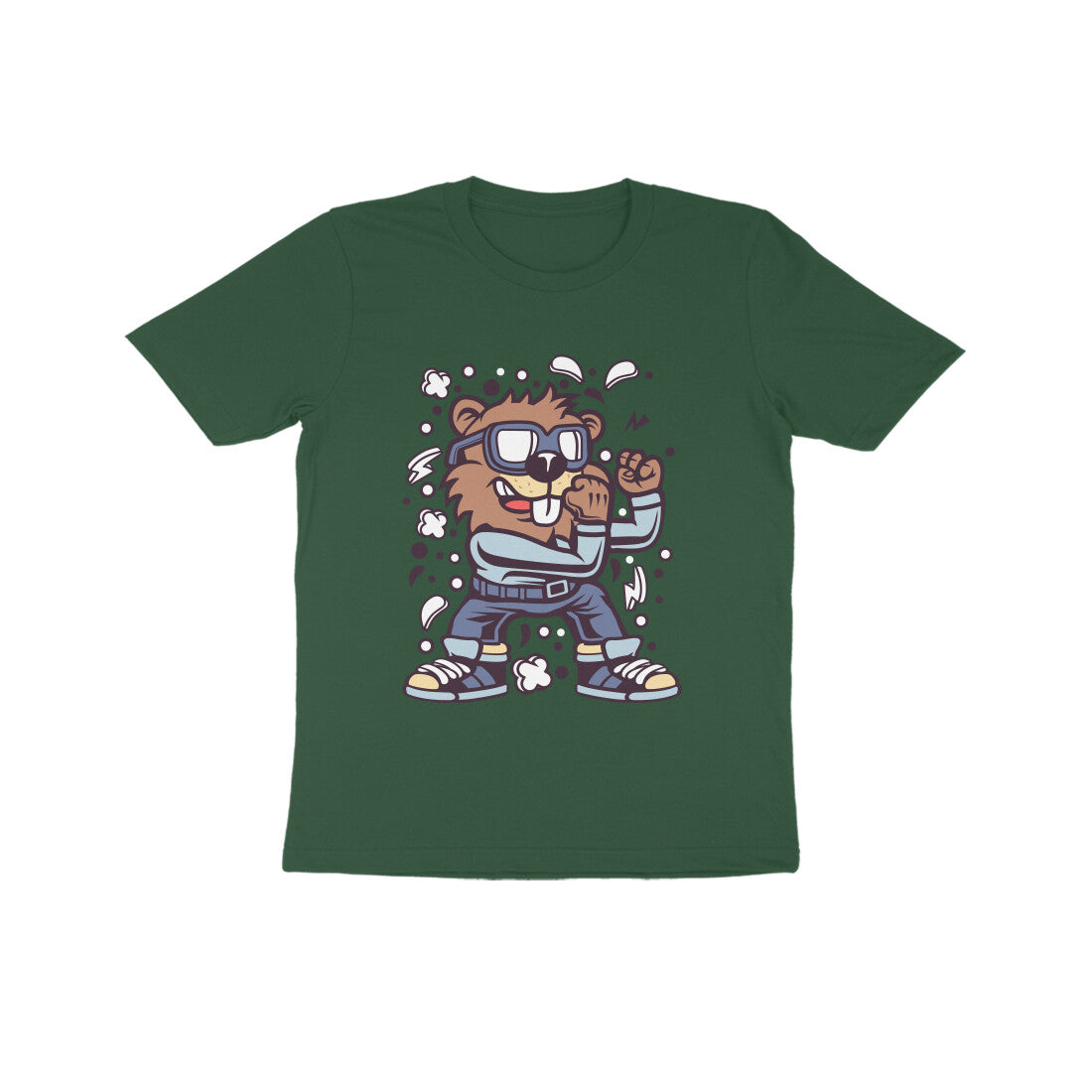 Kids' Half Sleeve Round Neck Tshirt β Brown Beaver Fighter puraidoprints