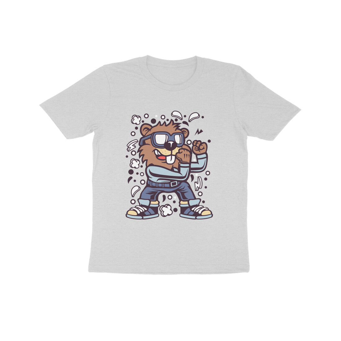 Kids' Half Sleeve Round Neck Tshirt β Brown Beaver Fighter puraidoprints