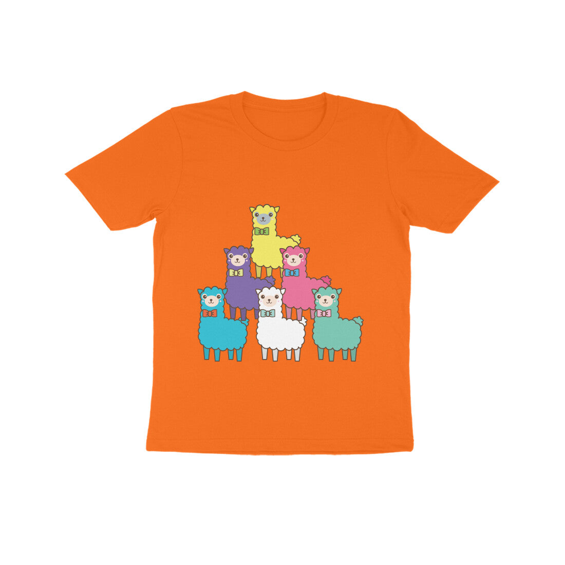Kids' Half Sleeve Round Neck Tshirt β Colorful llama puraidoprints