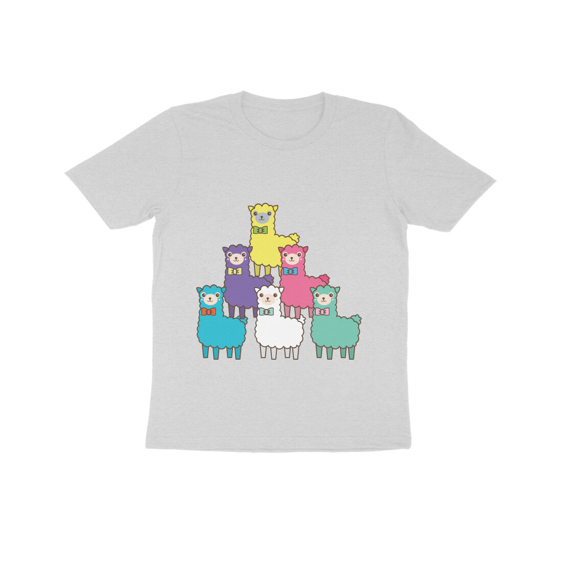 Kids' Half Sleeve Round Neck Tshirt β Colorful llama puraidoprints