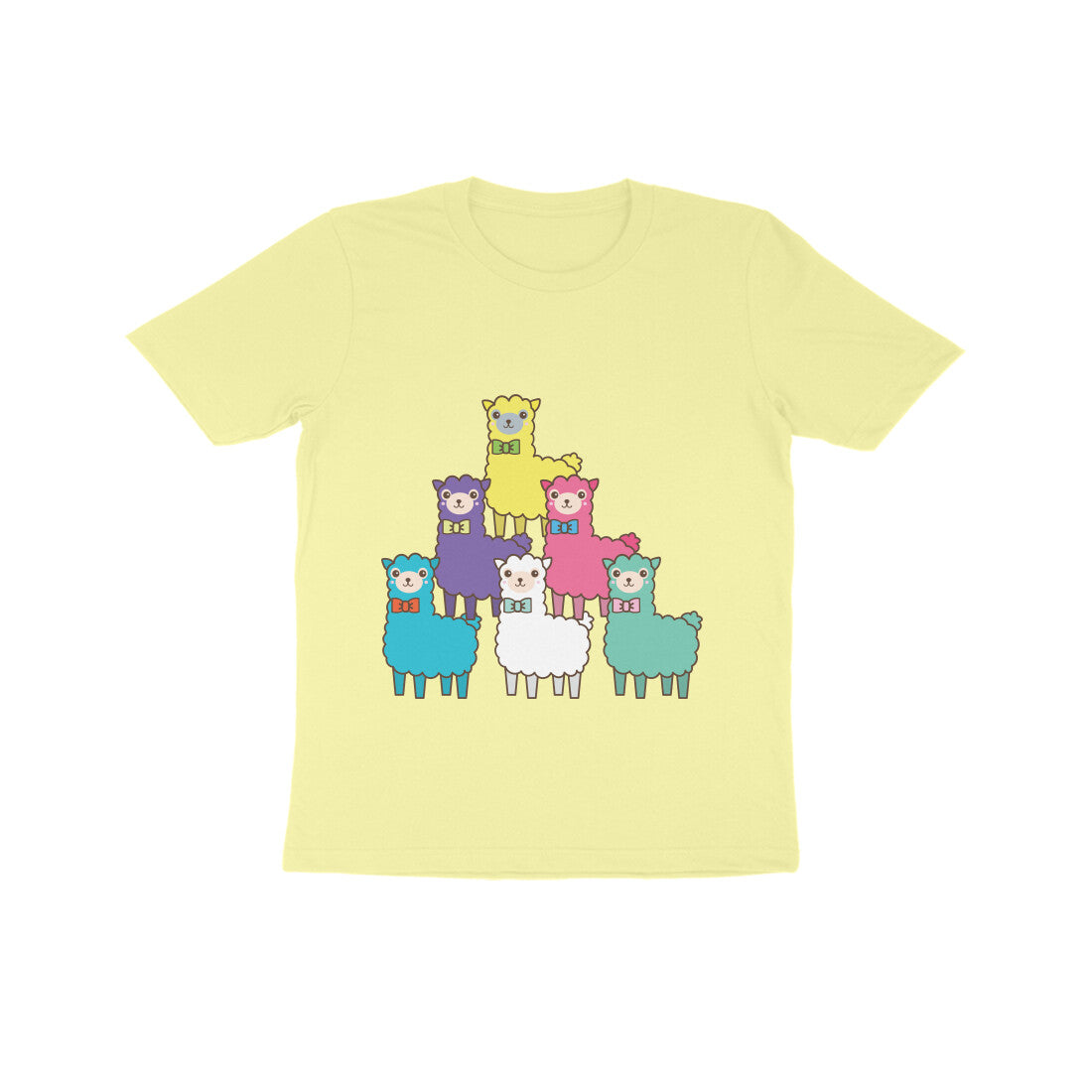 Kids' Half Sleeve Round Neck Tshirt β Colorful llama puraidoprints