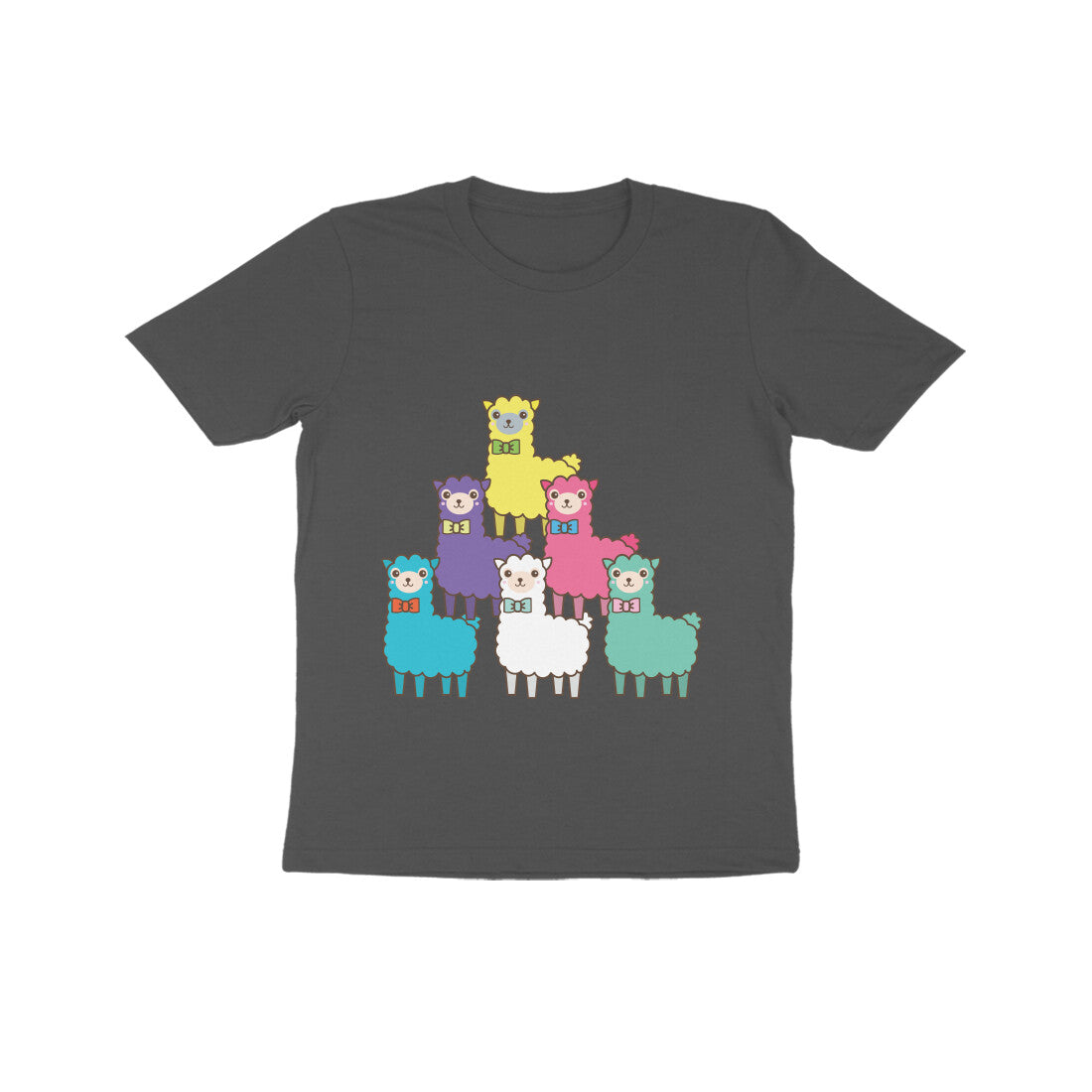Kids' Half Sleeve Round Neck Tshirt β Colorful llama puraidoprints