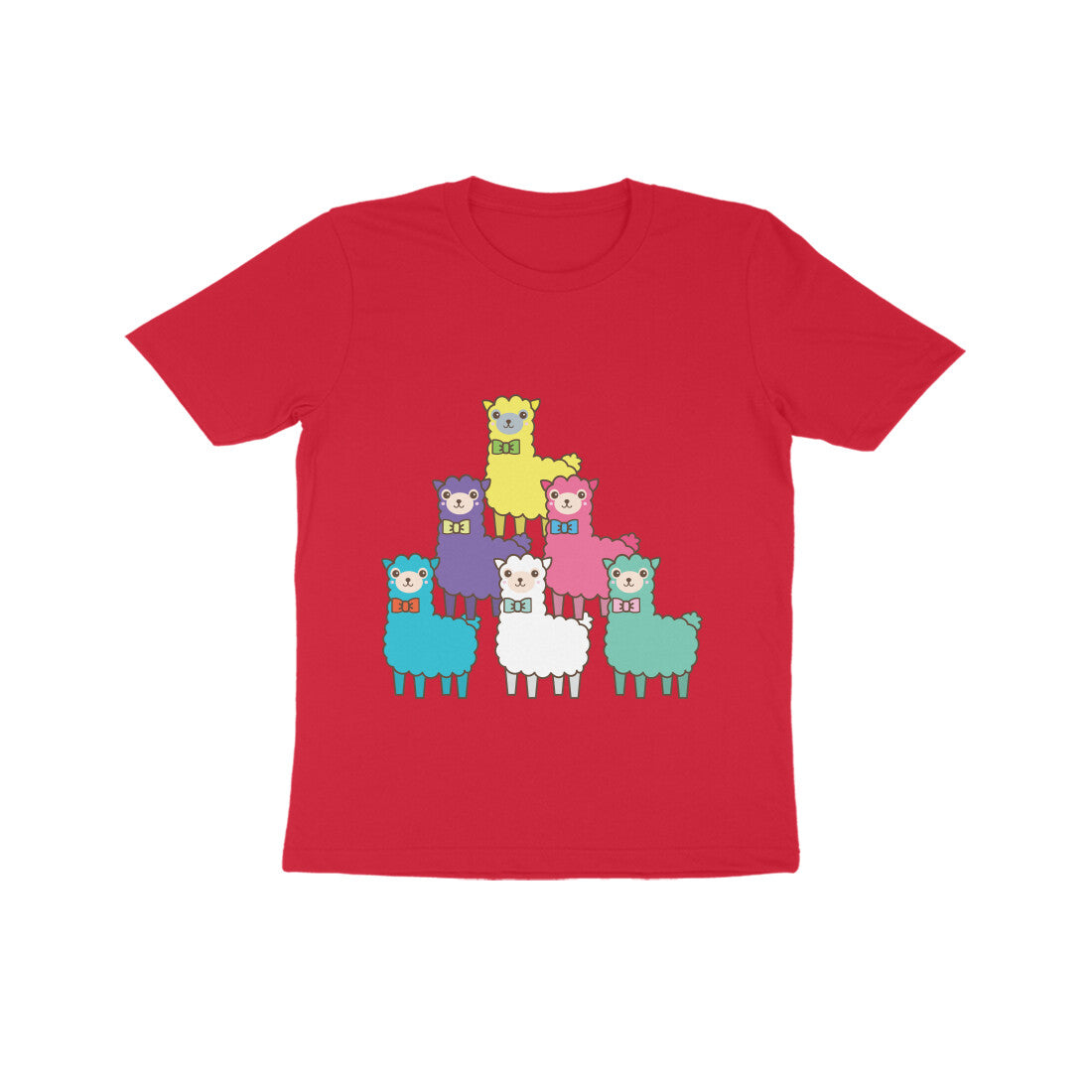 Kids' Half Sleeve Round Neck Tshirt β Colorful llama puraidoprints