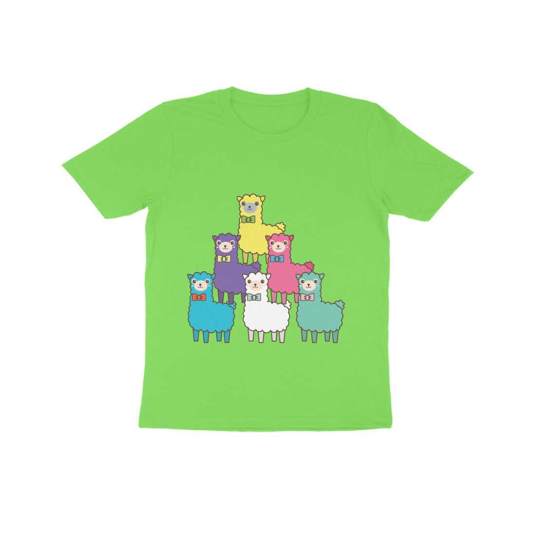 Kids' Half Sleeve Round Neck Tshirt β Colorful llama puraidoprints