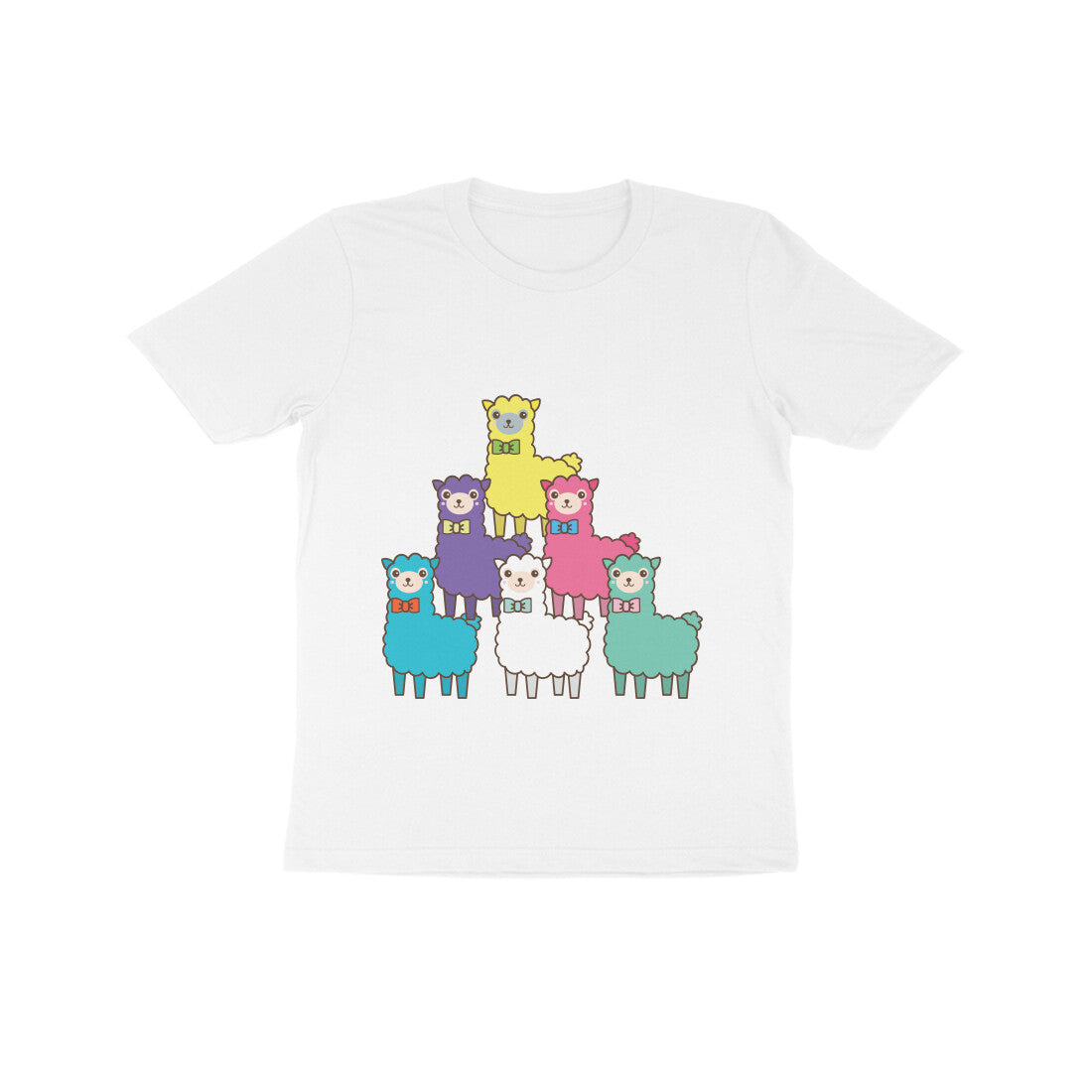 Kids' Half Sleeve Round Neck Tshirt β Colorful llama puraidoprints