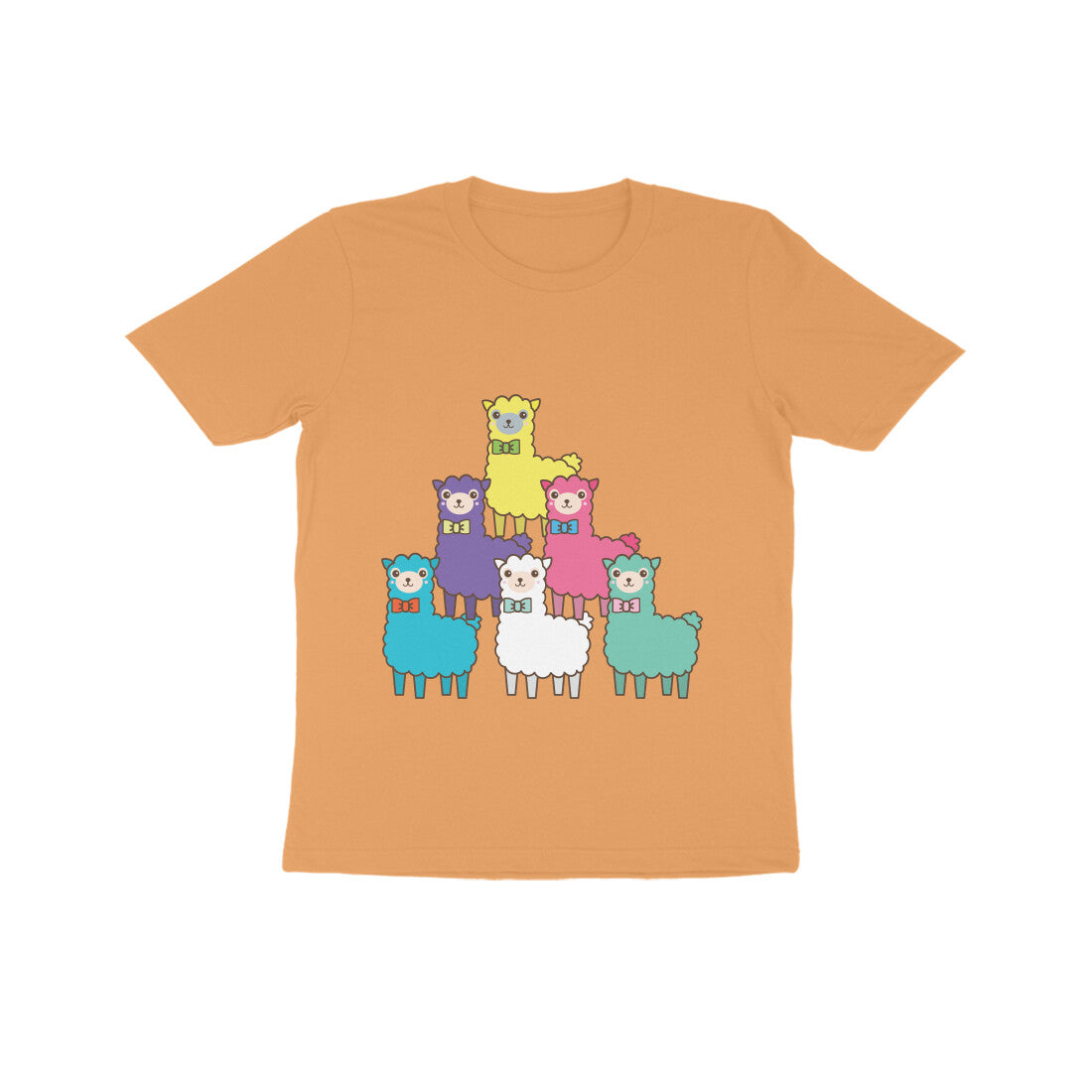 Kids' Half Sleeve Round Neck Tshirt β Colorful llama puraidoprints