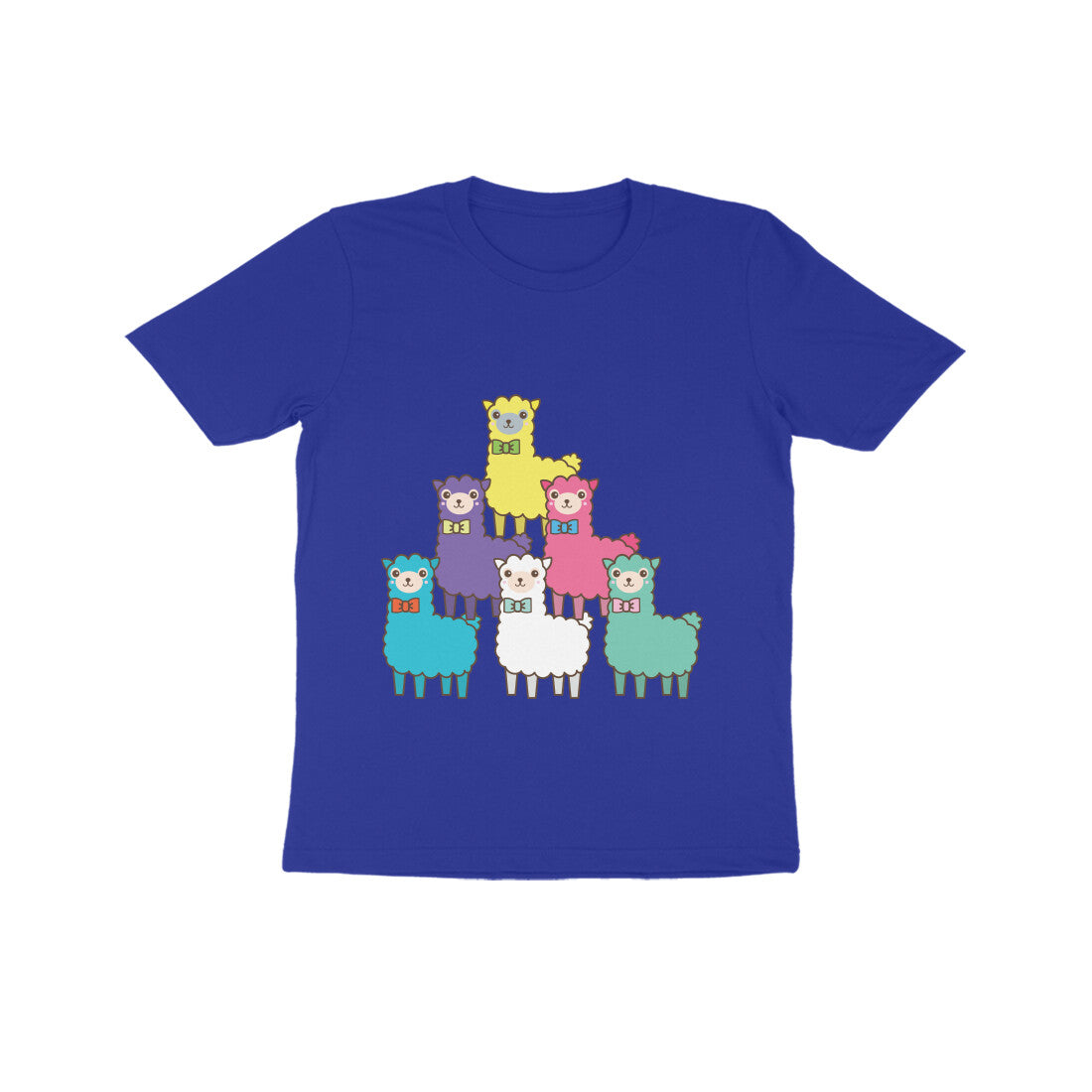 Kids' Half Sleeve Round Neck Tshirt β Colorful llama puraidoprints