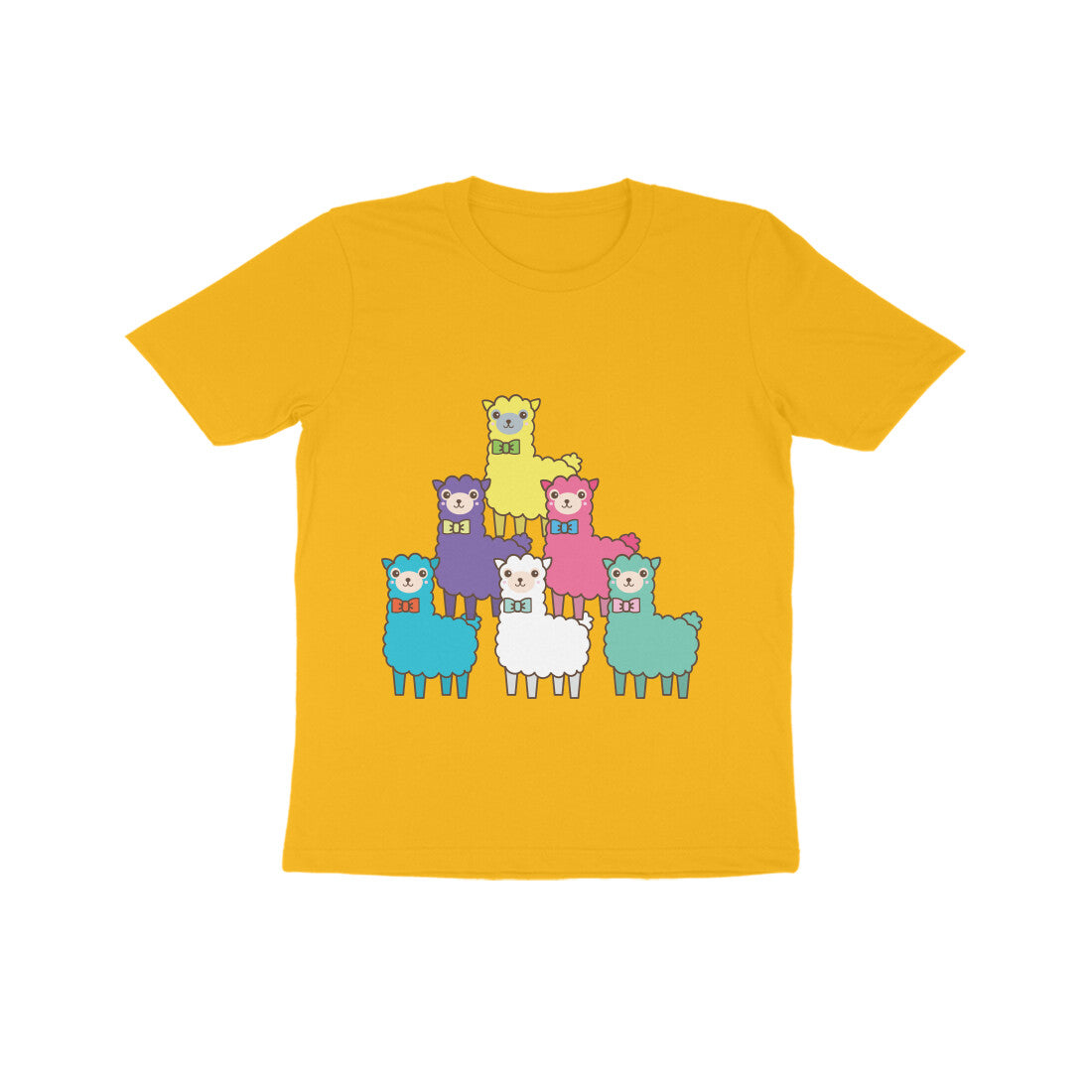 Kids' Half Sleeve Round Neck Tshirt β Colorful llama puraidoprints