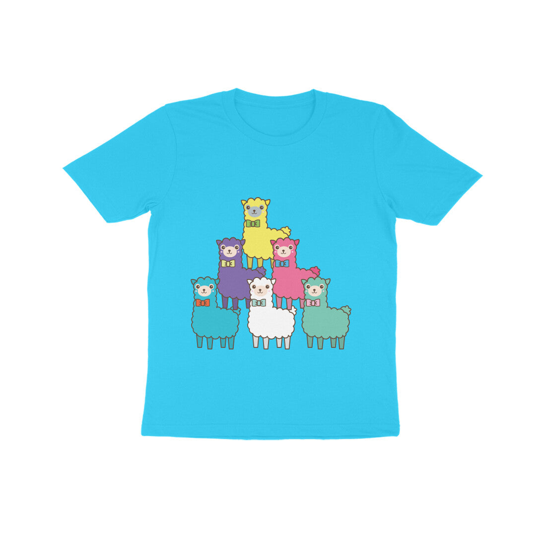 Kids' Half Sleeve Round Neck Tshirt β Colorful llama puraidoprints