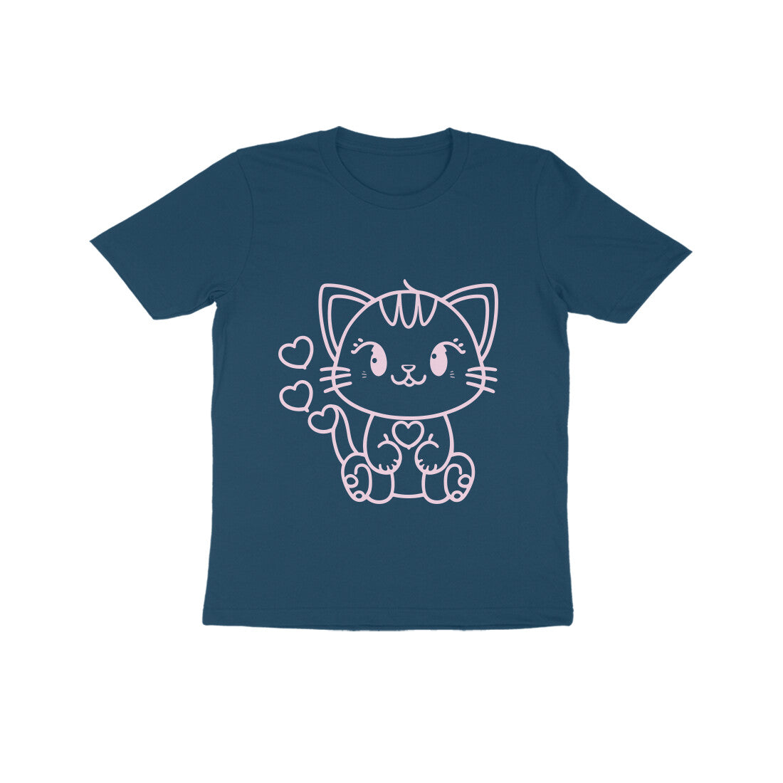 Kids' Half Sleeve Round Neck Tshirt β Cute Cat puraidoprints