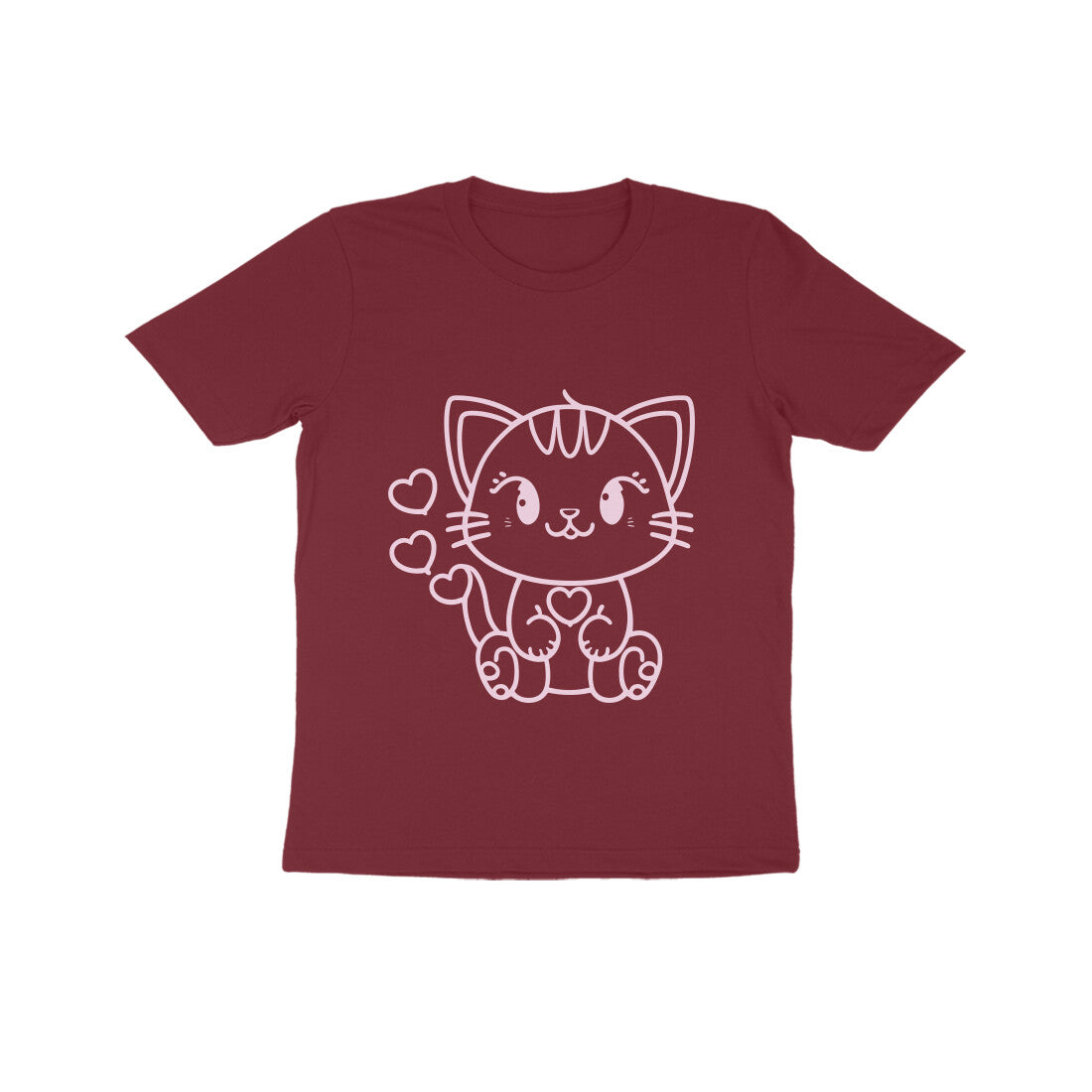 Kids' Half Sleeve Round Neck Tshirt β Cute Cat puraidoprints