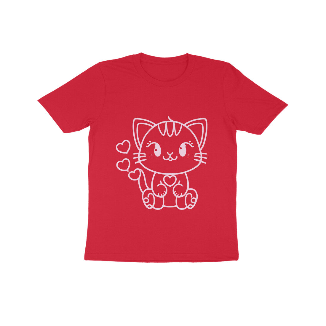 Kids' Half Sleeve Round Neck Tshirt β Cute Cat puraidoprints