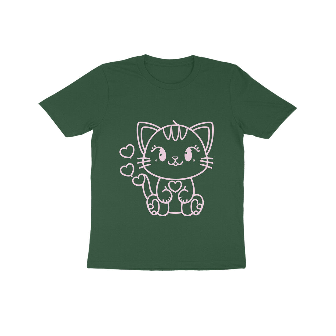 Kids' Half Sleeve Round Neck Tshirt β Cute Cat puraidoprints
