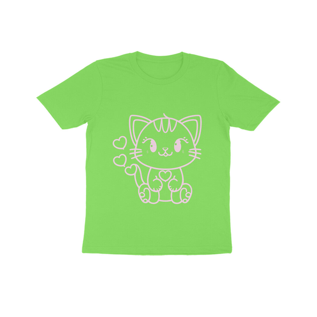 Kids' Half Sleeve Round Neck Tshirt β Cute Cat puraidoprints