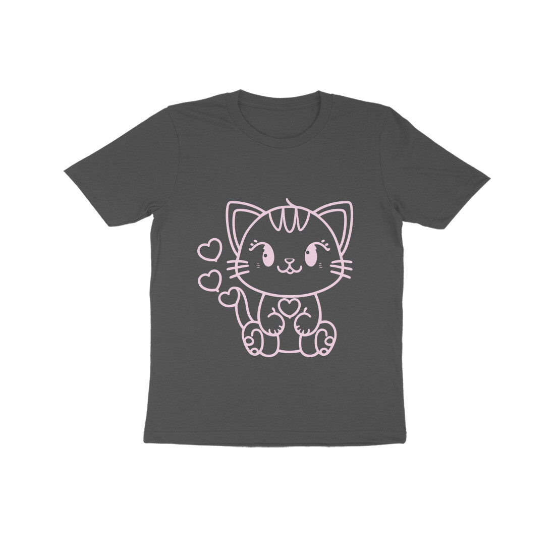 Kids' Half Sleeve Round Neck Tshirt β Cute Cat puraidoprints