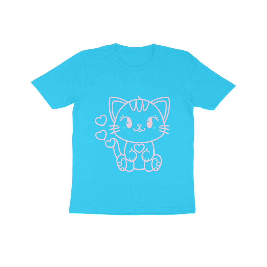Kids' Half Sleeve Round Neck Tshirt β Cute Cat puraidoprints