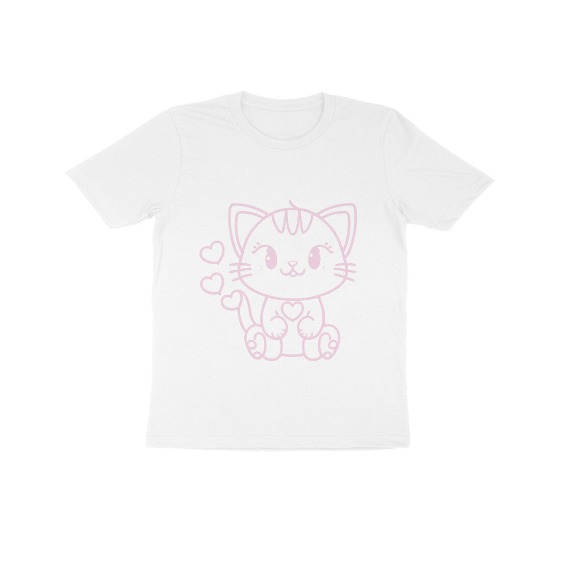 Kids' Half Sleeve Round Neck Tshirt β Cute Cat puraidoprints