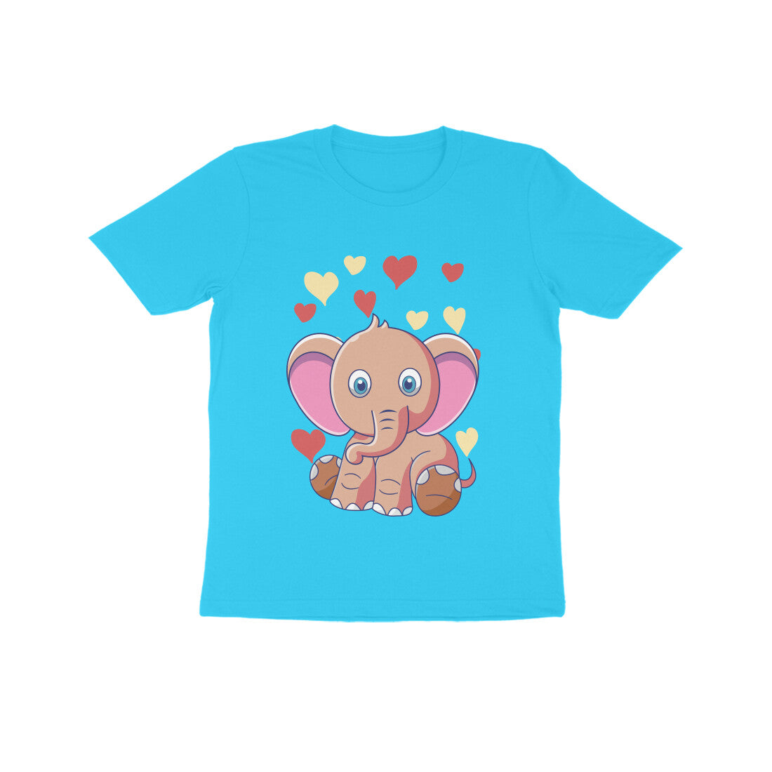 Kids' Half Sleeve Round Neck Tshirt β Cute Elephant puraidoprints