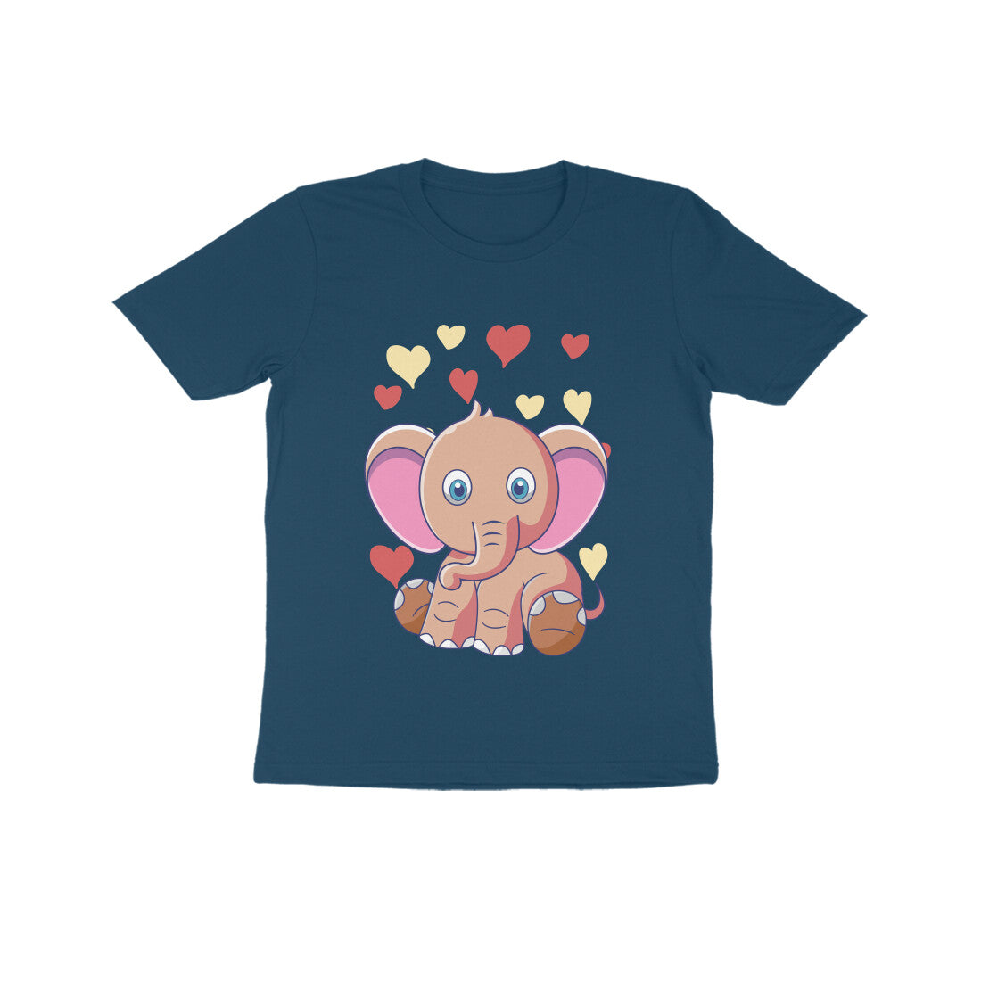 Kids' Half Sleeve Round Neck Tshirt β Cute Elephant puraidoprints